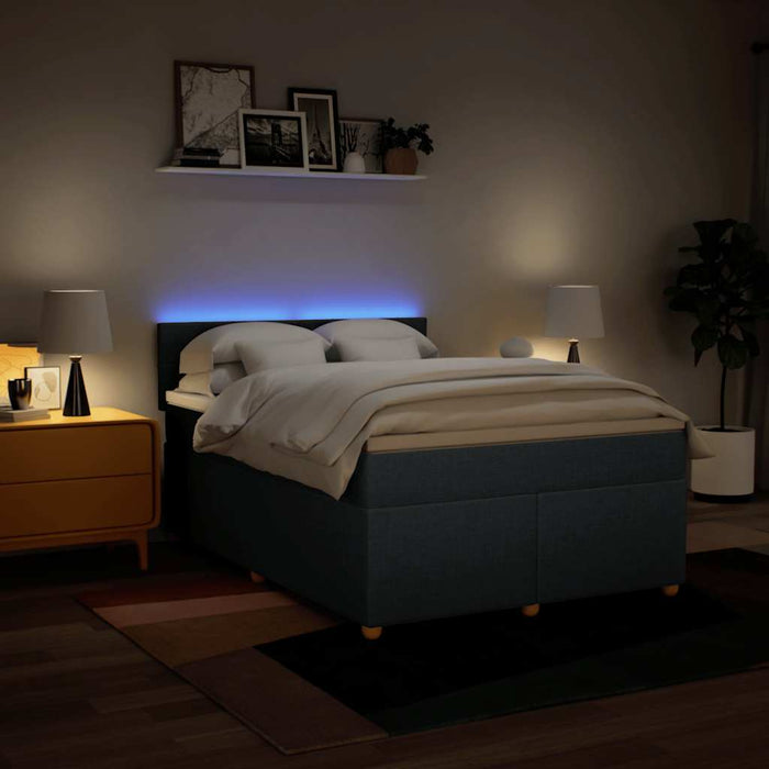 Pat box spring cu saltea, albastru, 140x200 cm, textil - WALTI WALTI