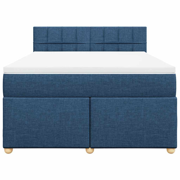 Pat box spring cu saltea, albastru, 140x200 cm, textil - WALTI WALTI