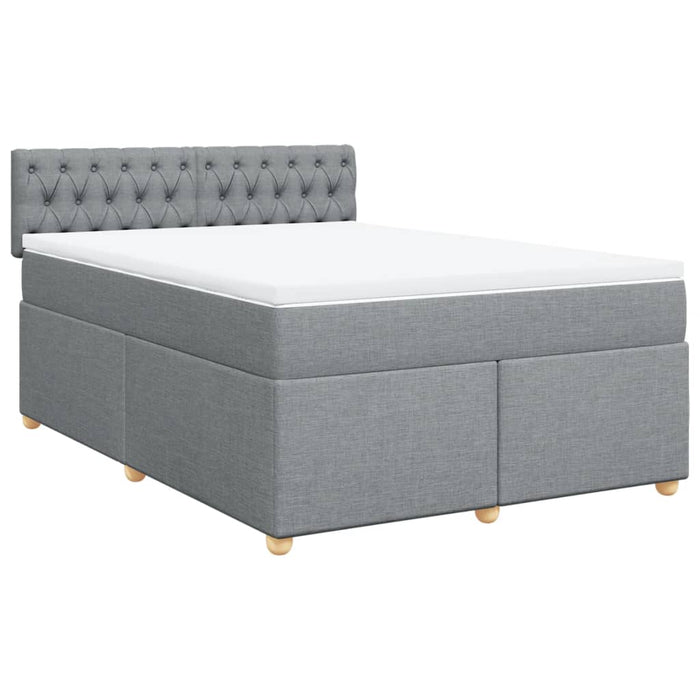 Pat box spring cu saltea, gri deschis, 140x190 cm, textil - WALTI WALTI