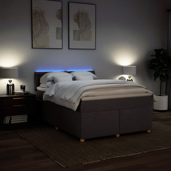Pat box spring cu saltea, maro închis, 140x200 cm, textil - WALTI WALTI