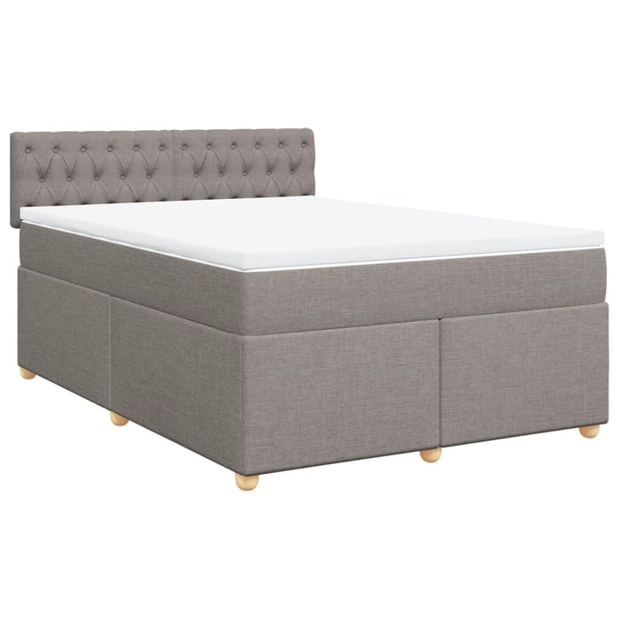 Pat box spring cu saltea, gri taupe, 140x200 cm, textil - WALTI WALTI