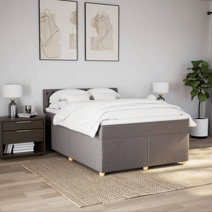 Pat box spring cu saltea, gri taupe, 140x200 cm, textil - WALTI WALTI
