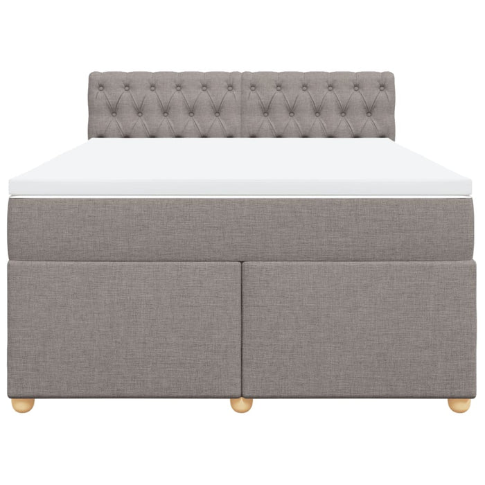 Pat box spring cu saltea, gri taupe, 140x200 cm, textil - WALTI WALTI