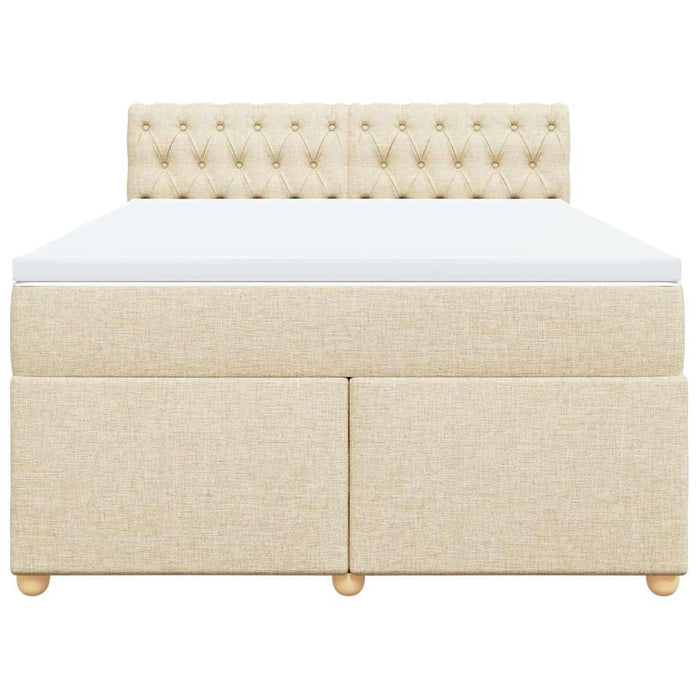 Pat box spring cu saltea, crem, 140x200 cm, textil WALTI