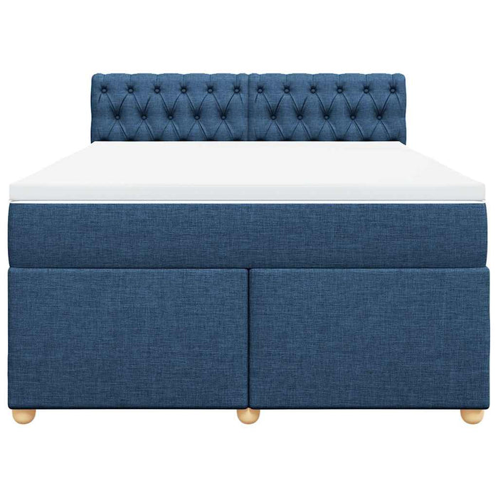 Pat box spring cu saltea, albastru, 140x200 cm, textil - WALTI WALTI
