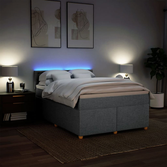 Pat box spring cu saltea, gri deschis, 140x190 cm, textil - WALTI WALTI