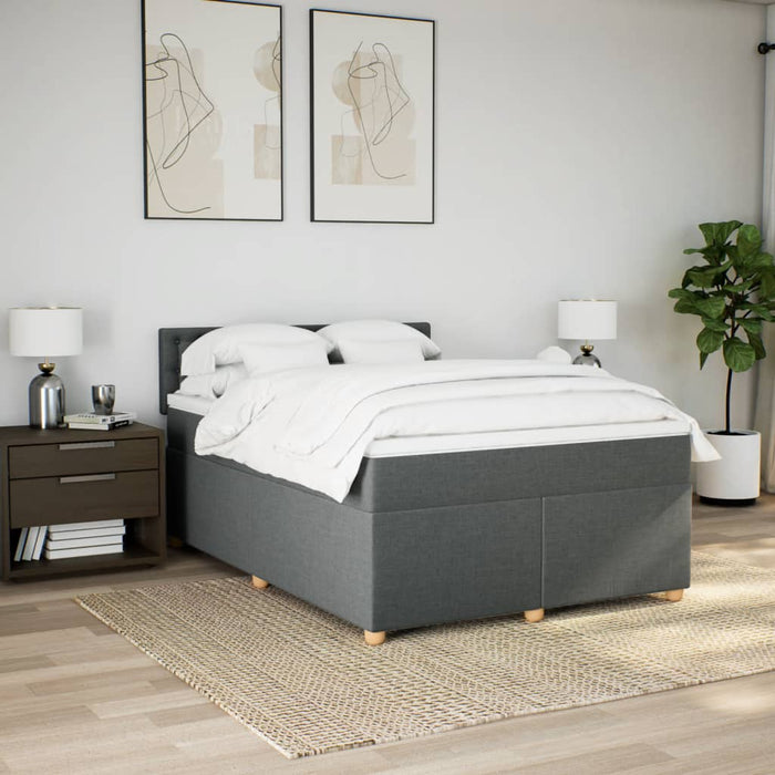 Pat box spring cu saltea, gri închis, 140x190 cm, textil - WALTI WALTI