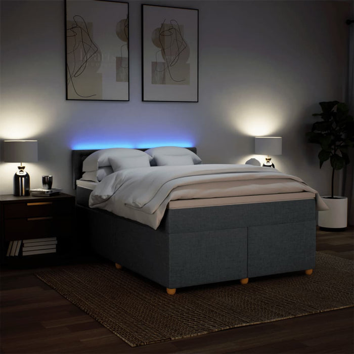 Pat box spring cu saltea, gri închis, 140x190 cm, textil - WALTI WALTI