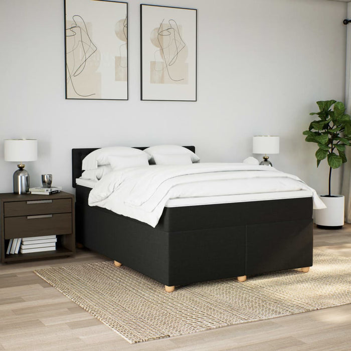 Pat box spring cu saltea, negru, 140x190 cm, textil - WALTI WALTI