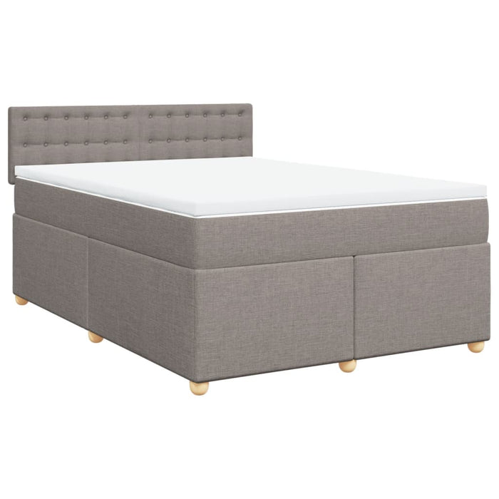 Pat box spring cu saltea, gri taupe, 140x200 cm, textil - WALTI WALTI