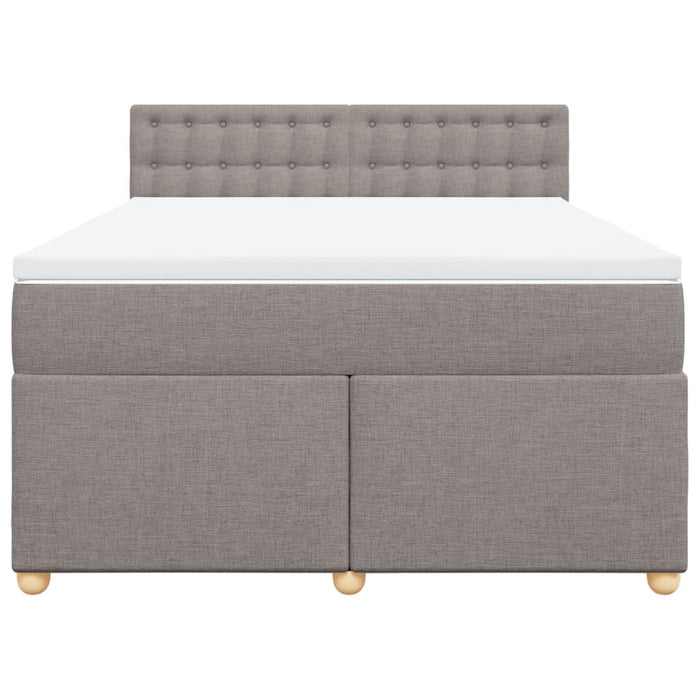 Pat box spring cu saltea, gri taupe, 140x200 cm, textil - WALTI WALTI