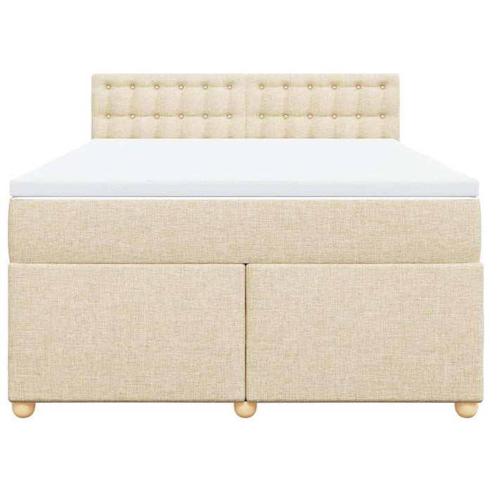 Pat box spring cu saltea, crem, 140x200 cm, textil - WALTI WALTI