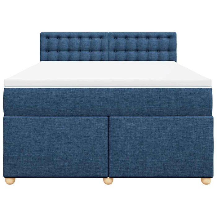 Pat box spring cu saltea, albastru, 140x200 cm, textil - WALTI WALTI