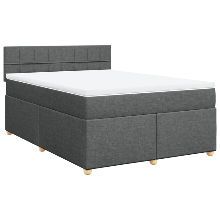 Pat box spring cu saltea, gri închis, 140x200 cm, textil - WALTI WALTI