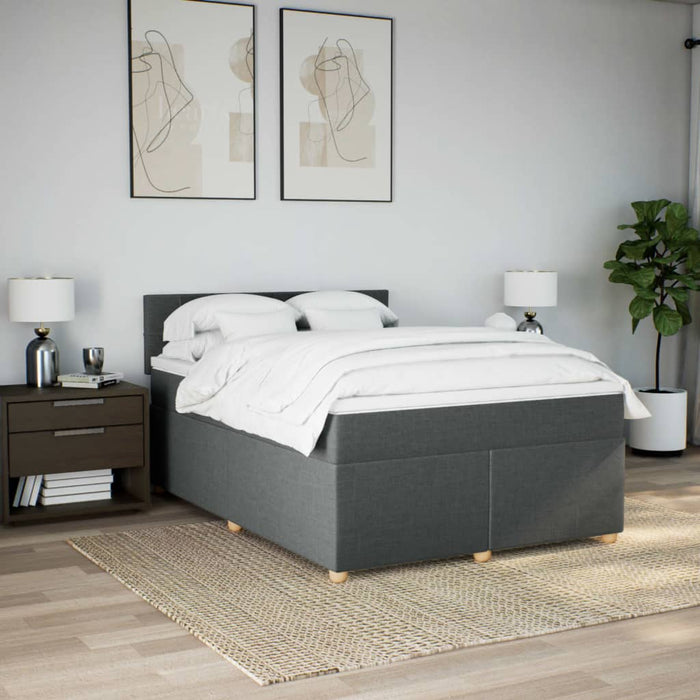 Pat box spring cu saltea, gri închis, 140x200 cm, textil - WALTI WALTI