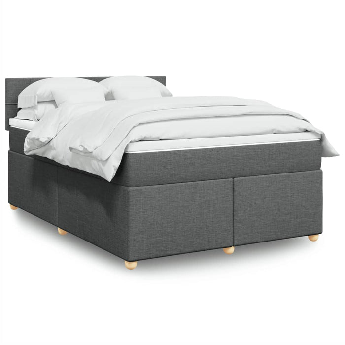 Pat box spring cu saltea, gri închis, 140x200 cm, textil - WALTI WALTI