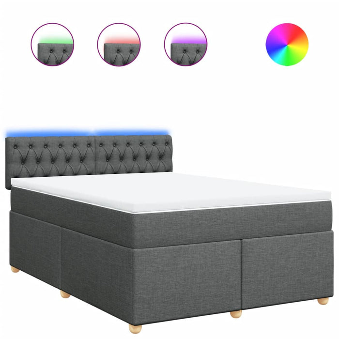 Pat box spring cu saltea, gri închis, 140x200 cm, textil - WALTI WALTI