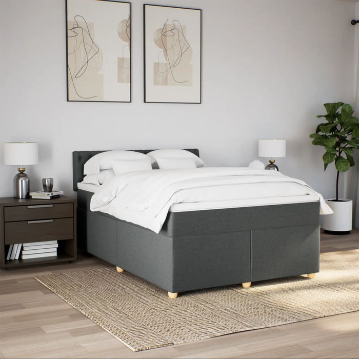 Pat box spring cu saltea, gri închis, 140x200 cm, textil - WALTI WALTI
