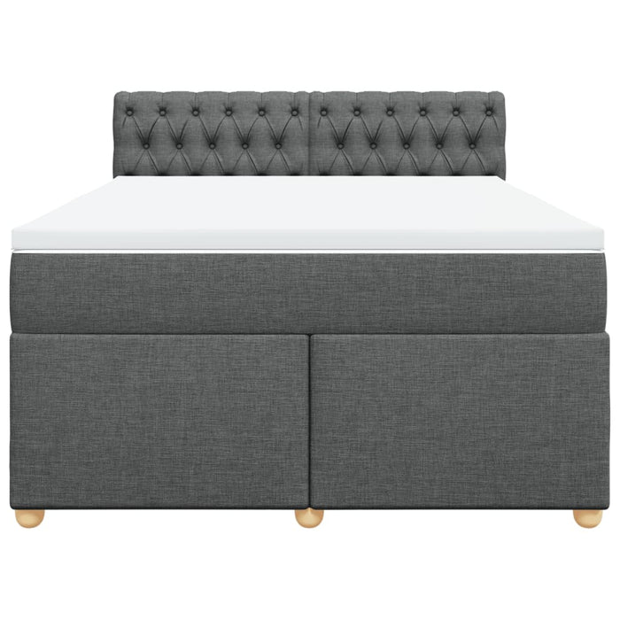 Pat box spring cu saltea, gri închis, 140x200 cm, textil - WALTI WALTI