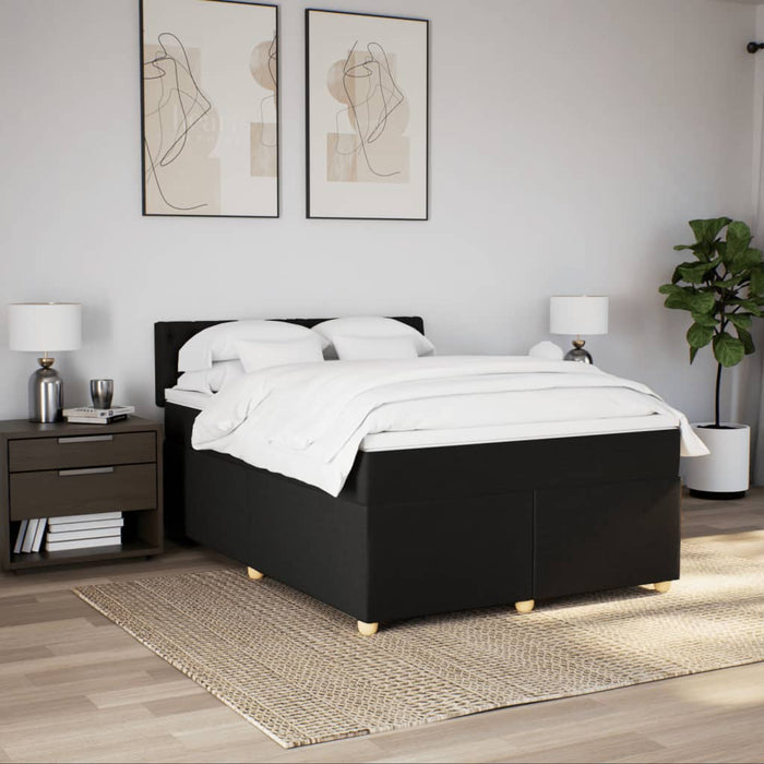 Pat box spring cu saltea, negru, 140x200 cm, textil - WALTI WALTI