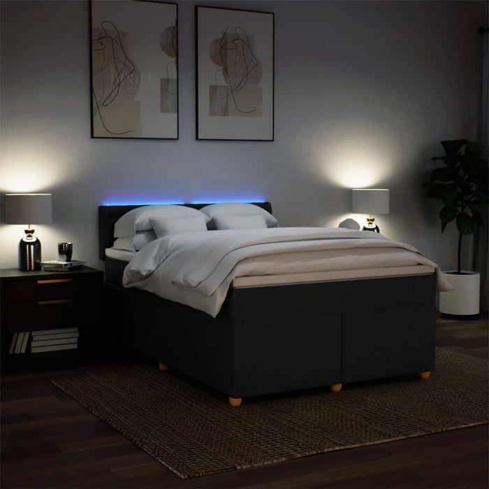 Pat box spring cu saltea, negru, 140x200 cm, textil - WALTI WALTI