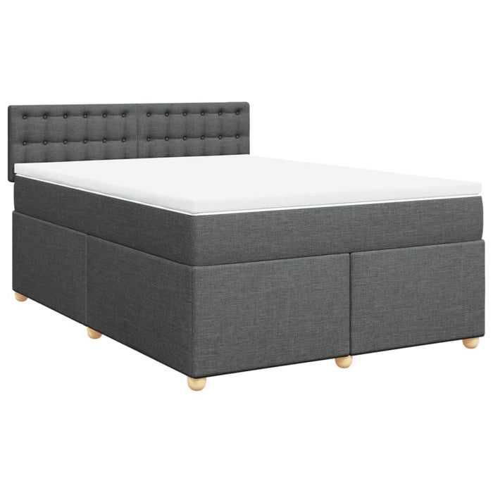 Pat box spring cu saltea, gri închis, 140x200 cm, textil - WALTI WALTI