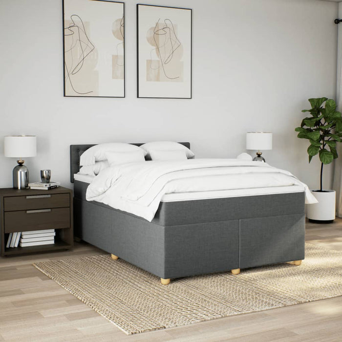 Pat box spring cu saltea, gri închis, 140x200 cm, textil - WALTI WALTI