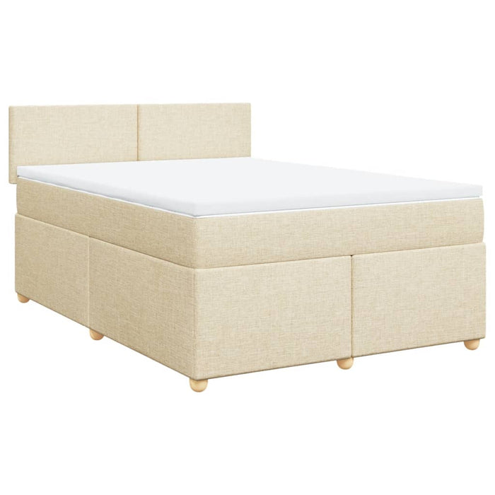 Pat box spring cu saltea, crem, 160x200 cm, material textil - WALTI WALTI