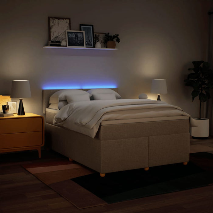 Pat box spring cu saltea, crem, 160x200 cm, material textil - WALTI WALTI