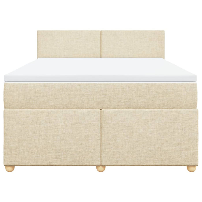 Pat box spring cu saltea, crem, 160x200 cm, material textil - WALTI WALTI