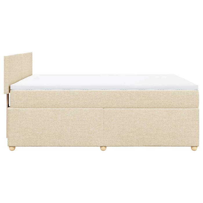 Pat box spring cu saltea, crem, 160x200 cm, material textil - WALTI WALTI