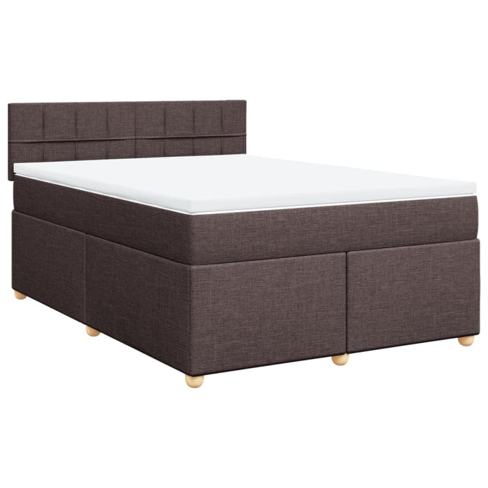 Pat box spring cu saltea, maro închis, 160x200 cm, textil WALTI