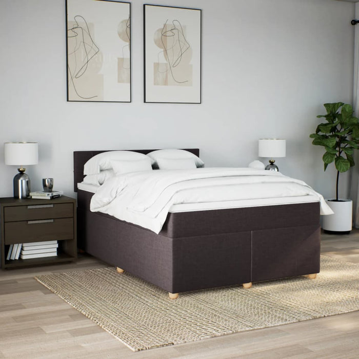 Pat box spring cu saltea, maro închis, 160x200 cm, textil WALTI
