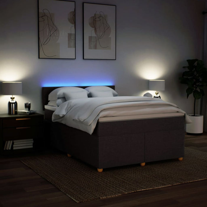 Pat box spring cu saltea, maro închis, 160x200 cm, textil WALTI