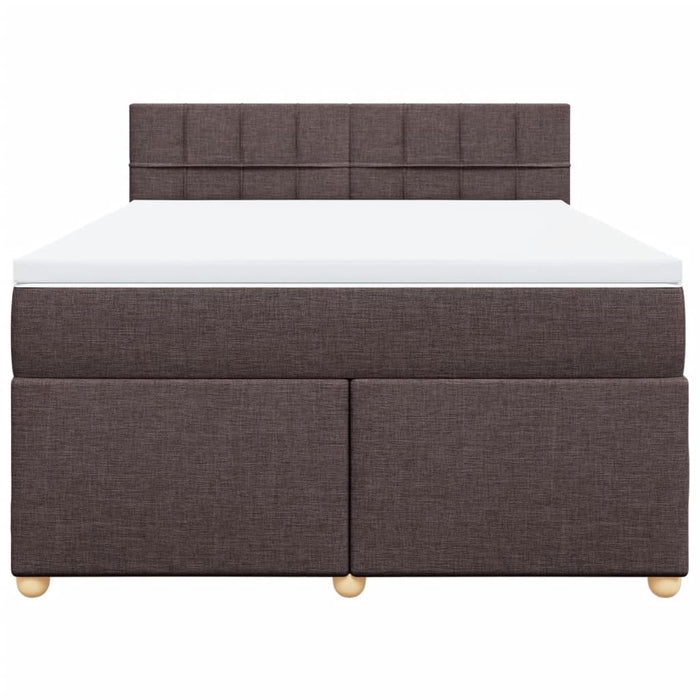 Pat box spring cu saltea, maro închis, 160x200 cm, textil WALTI