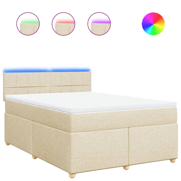 Pat box spring cu saltea, crem, 160x200 cm, material textil - WALTI WALTI