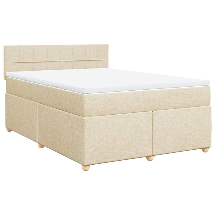 Pat box spring cu saltea, crem, 160x200 cm, material textil - WALTI WALTI