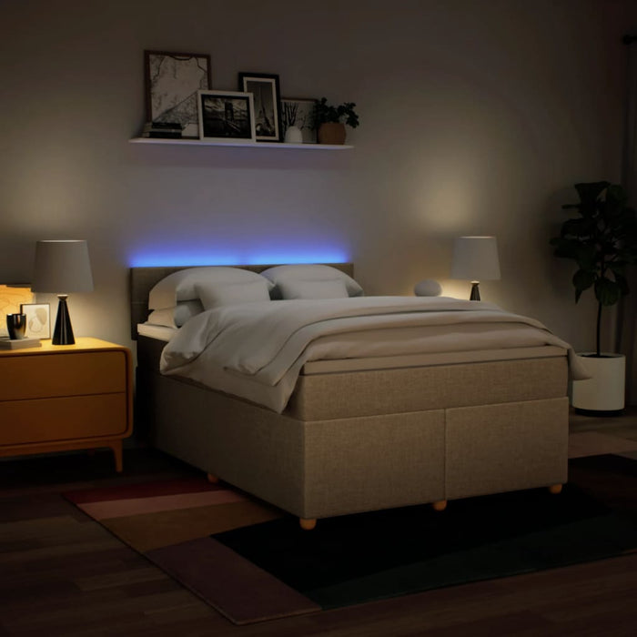 Pat box spring cu saltea, crem, 160x200 cm, material textil - WALTI WALTI