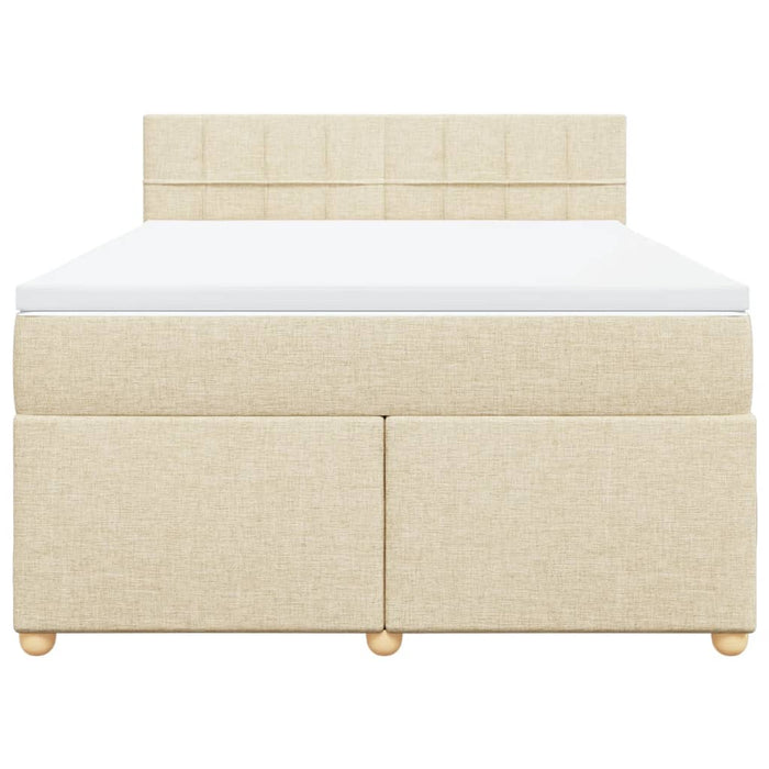 Pat box spring cu saltea, crem, 160x200 cm, material textil - WALTI WALTI