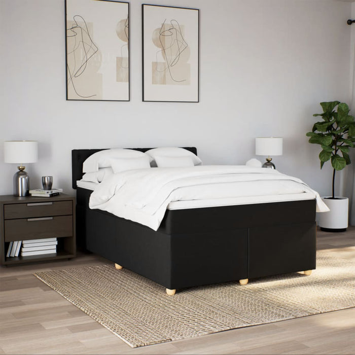 Pat box spring cu saltea, negru, 160x200 cm, textil - WALTI WALTI
