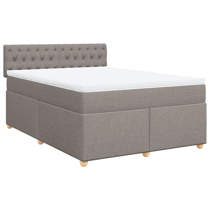 Pat box spring cu saltea, gri taupe, 160x200 cm material textil - WALTI WALTI