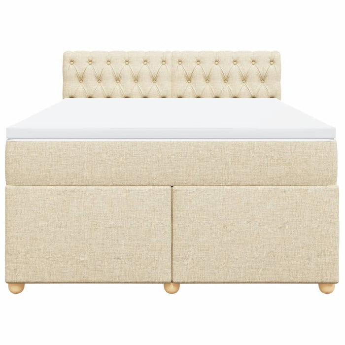 Pat box spring cu saltea, crem, 160x200 cm, material textil - WALTI WALTI