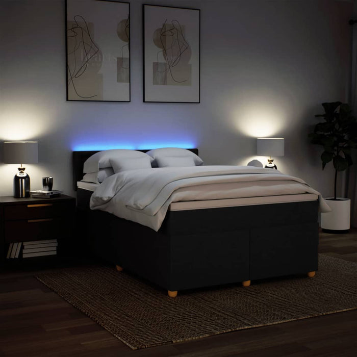 Pat box spring cu saltea, negru, 160x200 cm, textil - WALTI WALTI