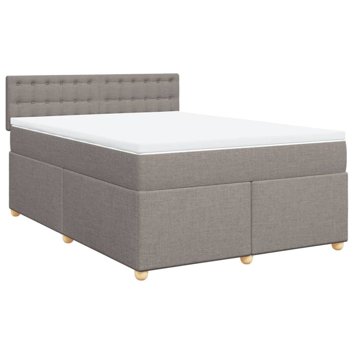 Pat box spring cu saltea, gri taupe, 160x200 cm material textil - WALTI WALTI