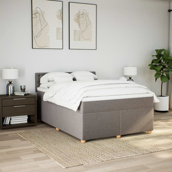 Pat box spring cu saltea, gri taupe, 160x200 cm material textil - WALTI WALTI