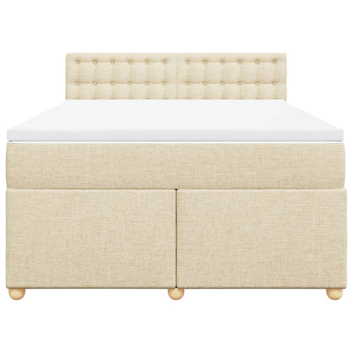 Pat box spring cu saltea, crem, 160x200 cm, material textil - WALTI WALTI