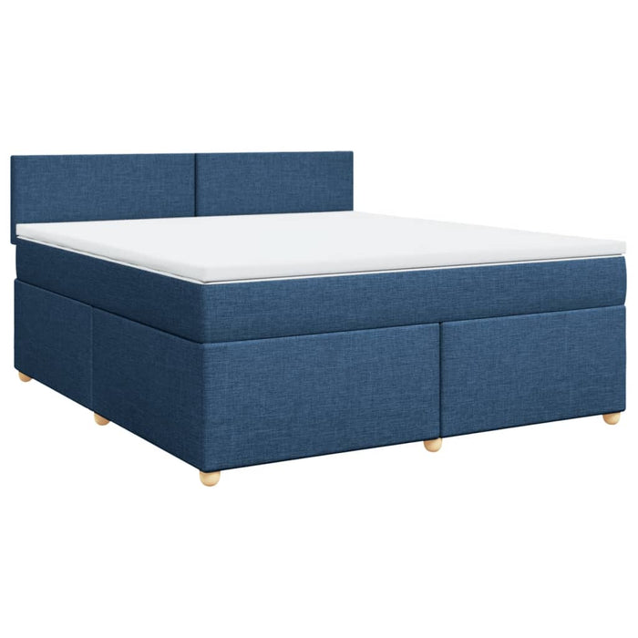 Pat box spring cu saltea, albastru, 180x200 cm, material textil - WALTI WALTI