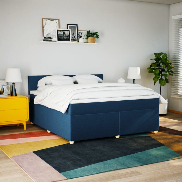 Pat box spring cu saltea, albastru, 180x200 cm, material textil - WALTI WALTI