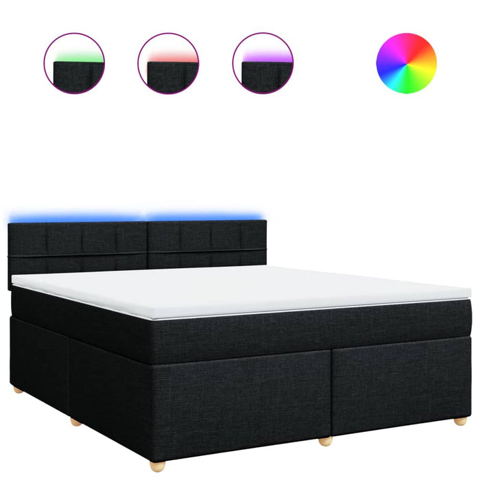 Pat box spring cu saltea, negru, 180x200 cm, catifea WALTI
