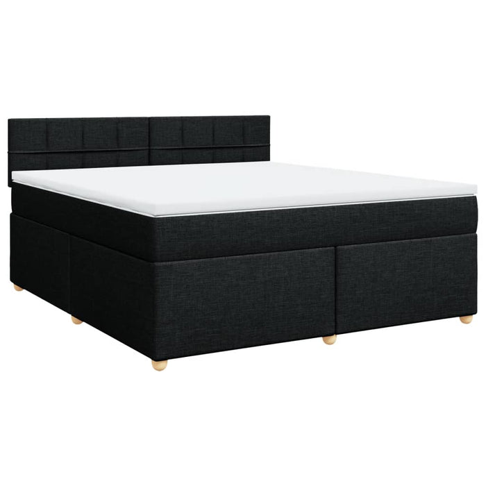 Pat box spring cu saltea, negru, 180x200 cm, catifea WALTI